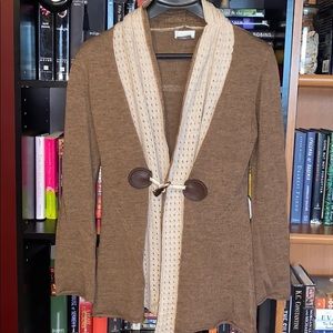 Brown & Cream Wool Bibelot cardigan